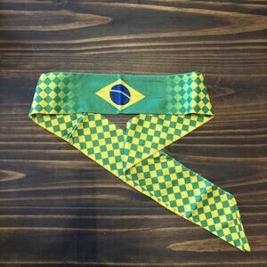 Country Flag Tie Headband with National Flag, Breathable Sweatband for Brazil